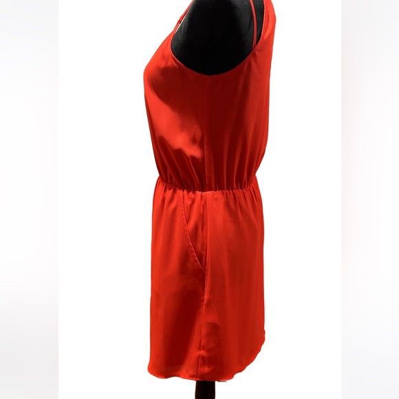 Red-Orange Banana Republic Double Strap Dress w/ Pockets.  Size 4 - Picture 3 of 7